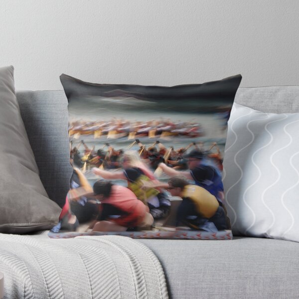 Dragon Boat Race Throw Pillow