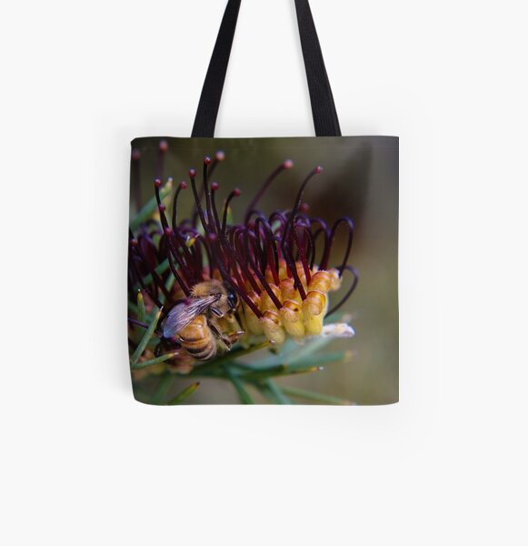 Bee on prikly toothbrushes All Over Print Tote Bag