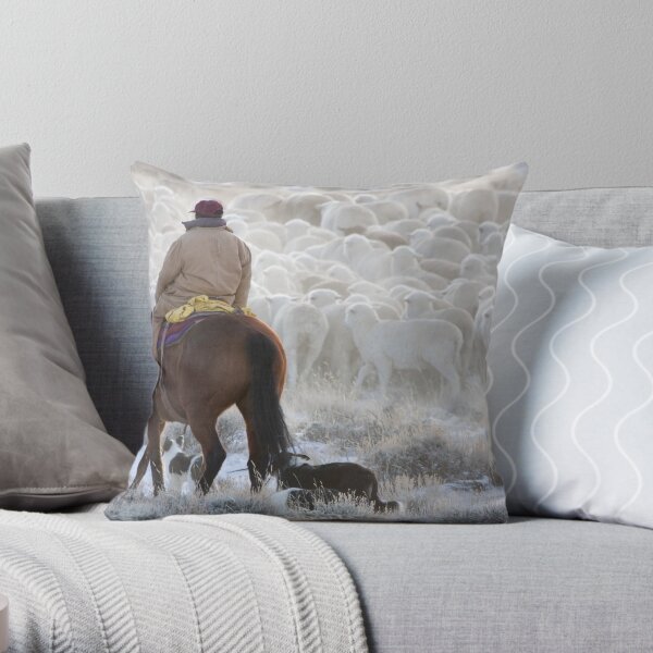 Sheep Herding, Red Desert, Wyoming Throw Pillow