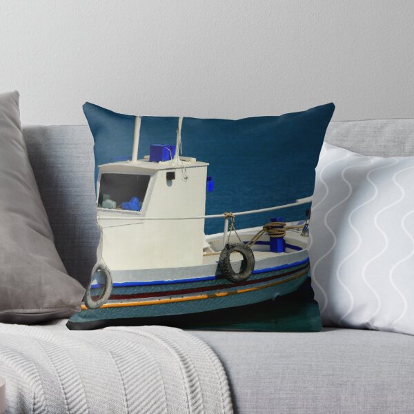 Fishing Boat Throw Pillow