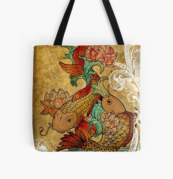 Japanese Koi Carp Nishikigoi Fish Cherry Blossom Tote Bag