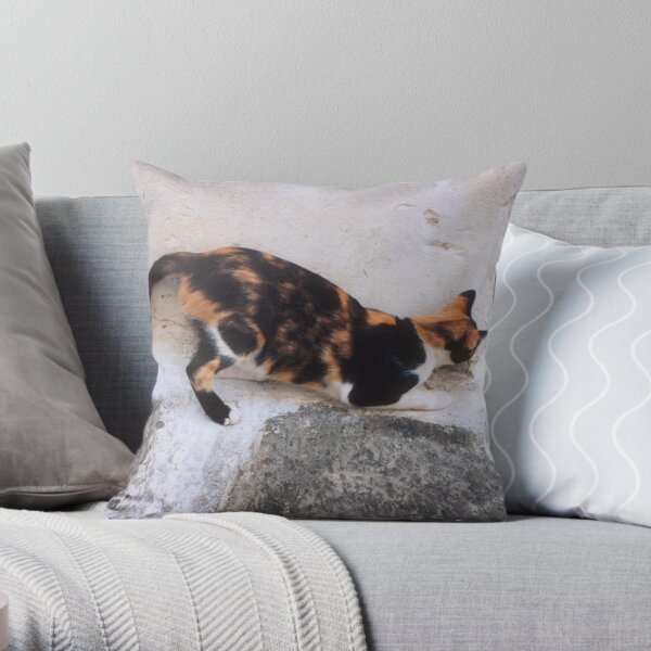 Playful Greek Calico Throw Pillow