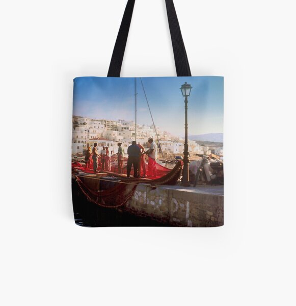 Paros Fishermen All Over Print Tote Bag