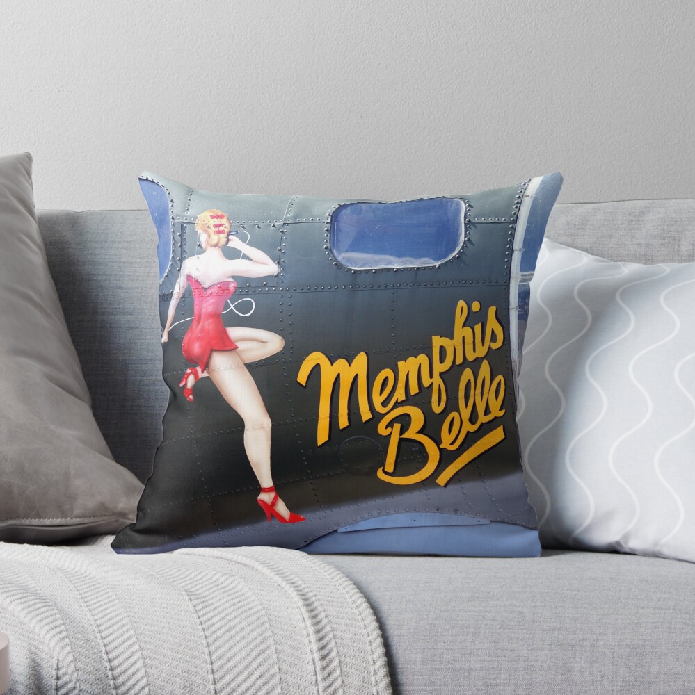 Memphis Belle Nose Art Throw Pillow