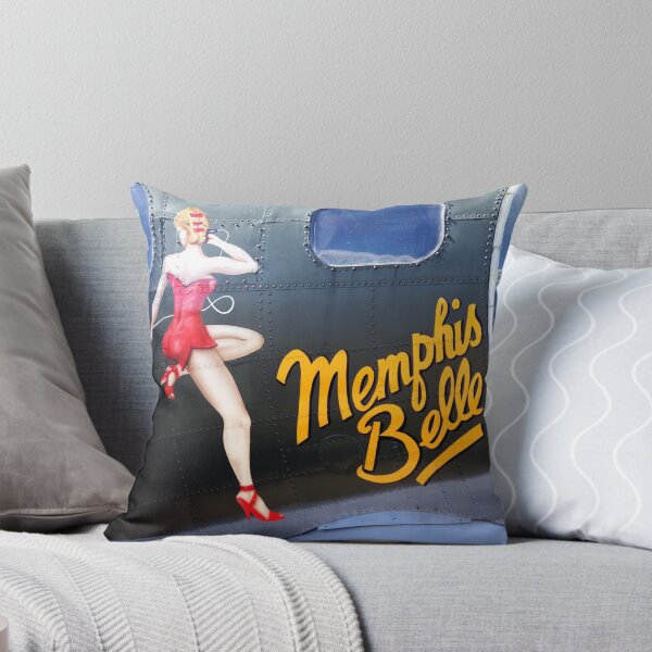 Memphis Belle Nose Art Throw Pillow