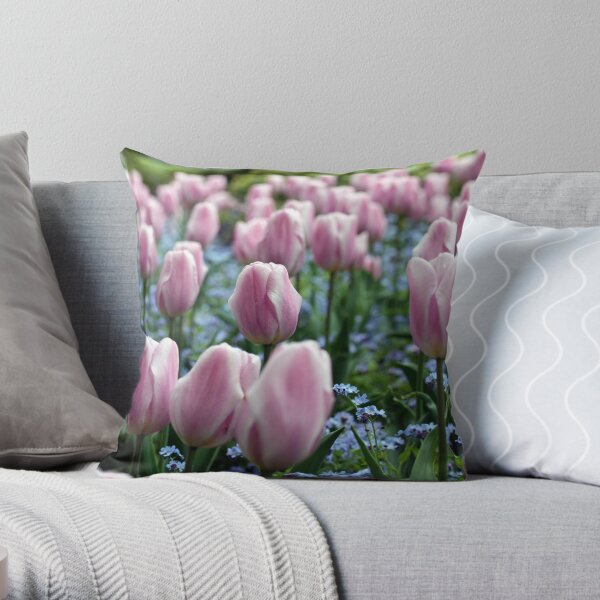 Pink Tulips at Queen Elizabeth Park Throw Pillow