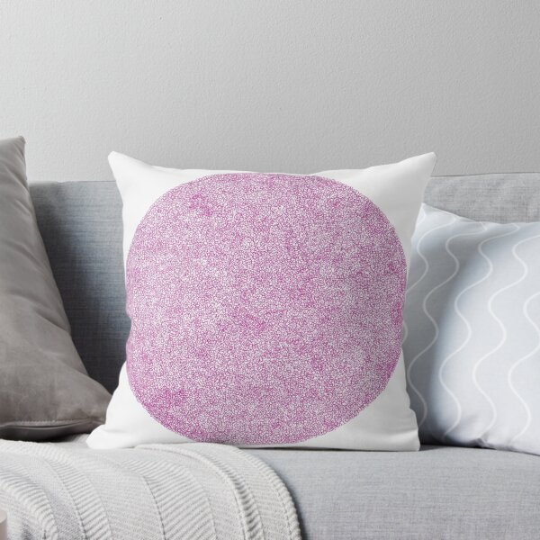 Magenta scribble filling a white circle Throw Pillow