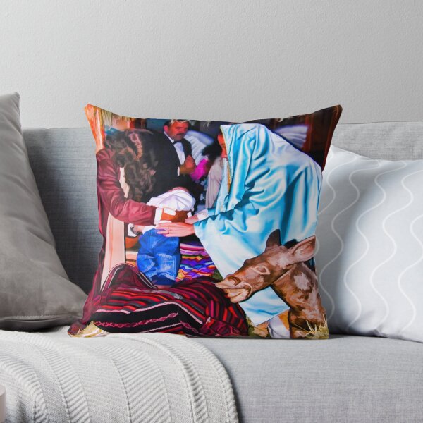 Christmas Nativity Scene Throw Pillow