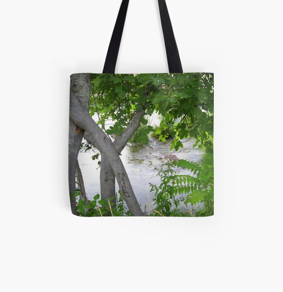 GREEN, GRAY AND SILVER All Over Print Tote Bag