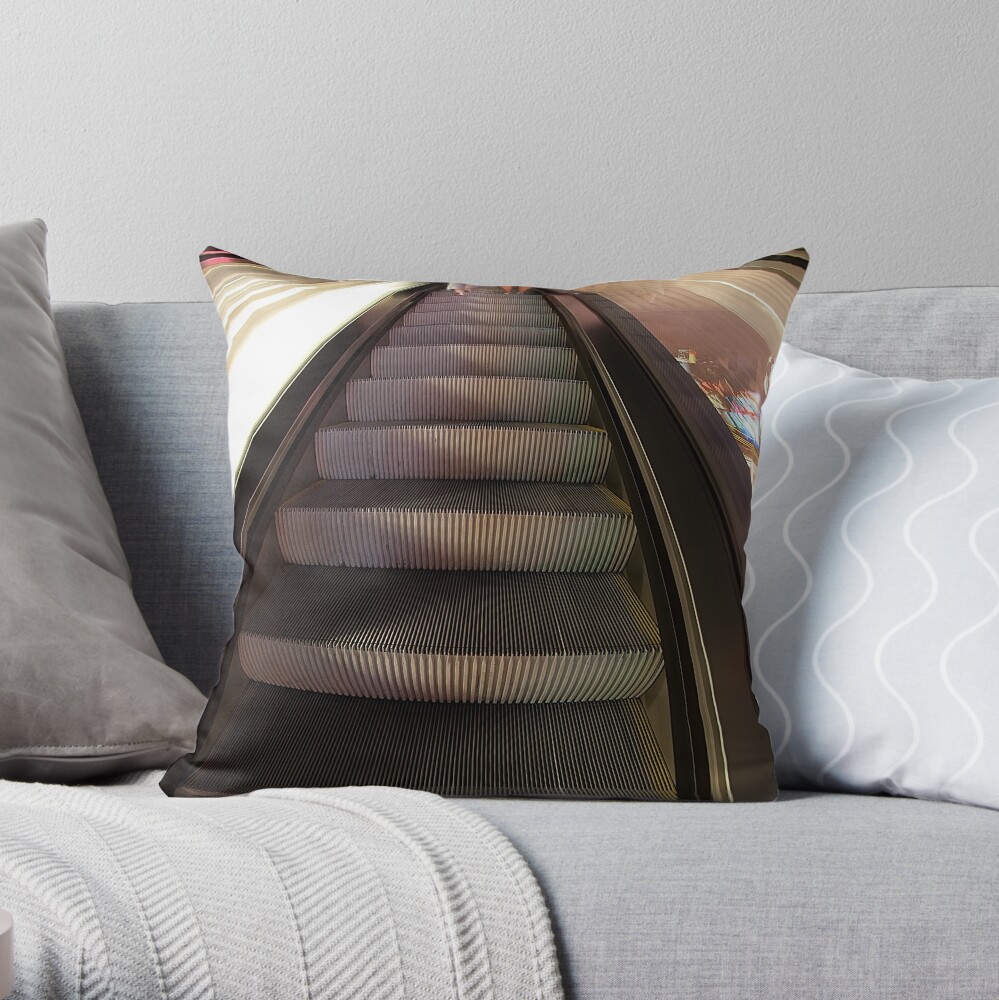 Riding the Escalator Throw Pillow