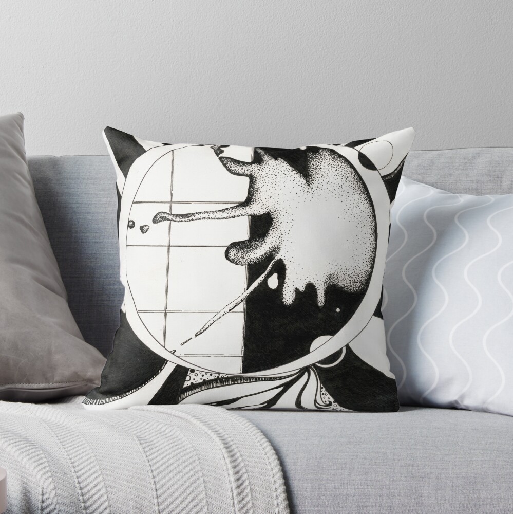 Radiation, Ink Drawing Throw Pillow