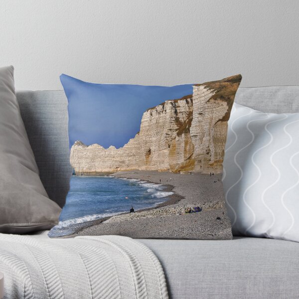 Étretat Beach Throw Pillow