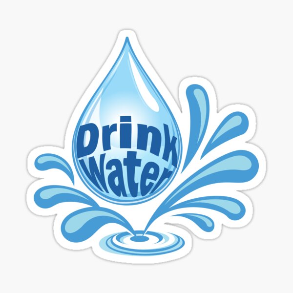 "Drink Water Stay Hydrated Water Drop H2O Flask Bottle Sticker Die