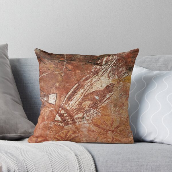 Barramundi rock art Throw Pillow