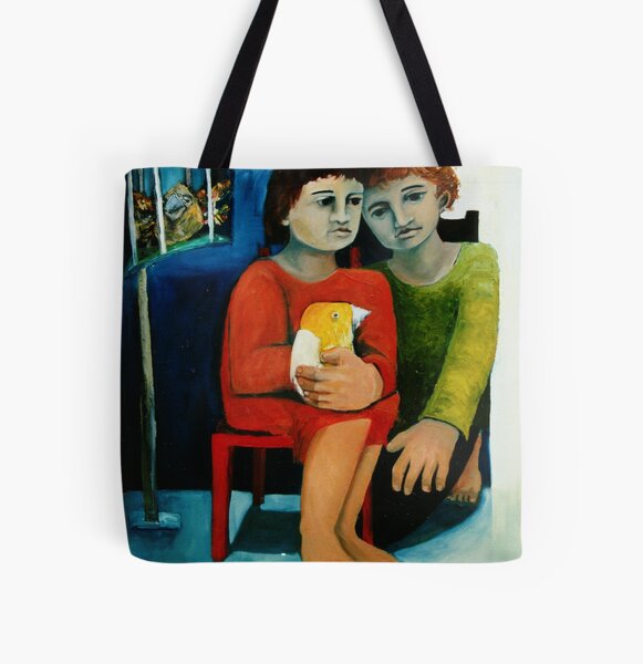 Two Friends and a Bird All Over Print Tote Bag