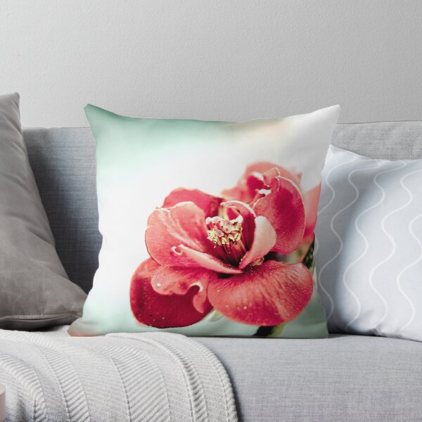 Red Blossom Throw Pillow