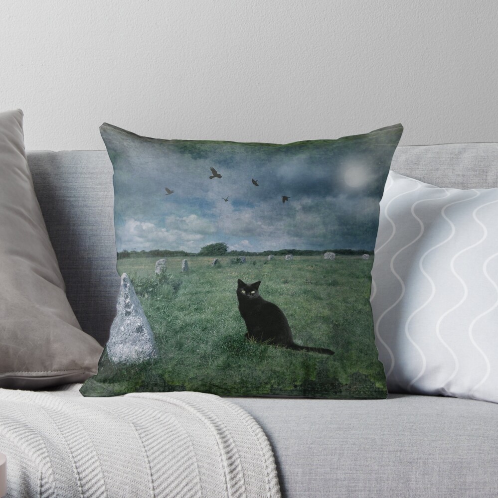 Cornish Black Cat Throw Pillow