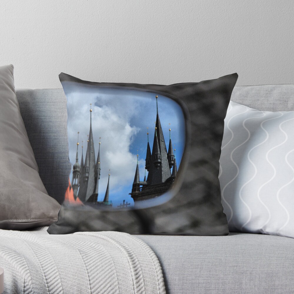 Prague in a mirror Throw Pillow