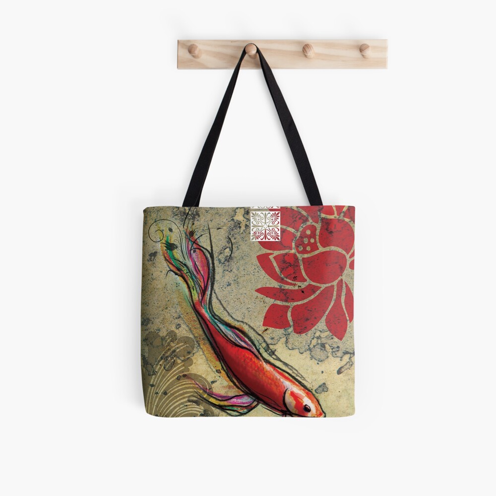The Lucky Fish- Mixed Media Tote Bag