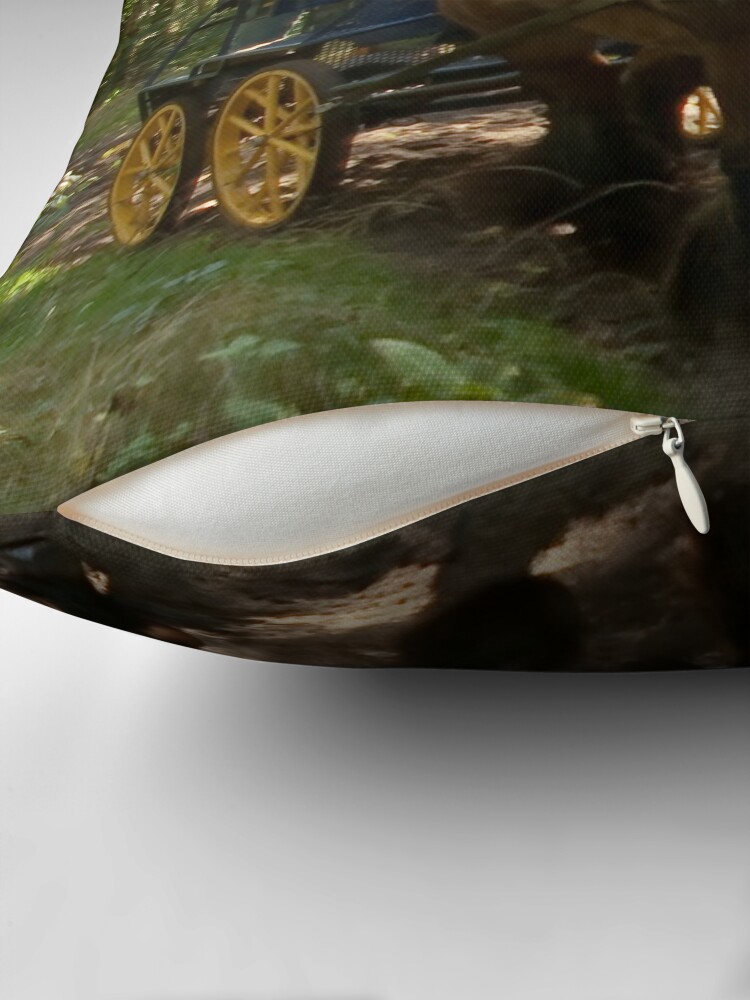Thumbnail 2 of 4, Pillow, Full speed ride with draft horses and carriage designed and sold by steppeland.