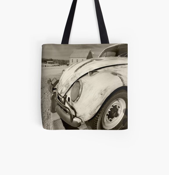 Car and Church All Over Print Tote Bag
