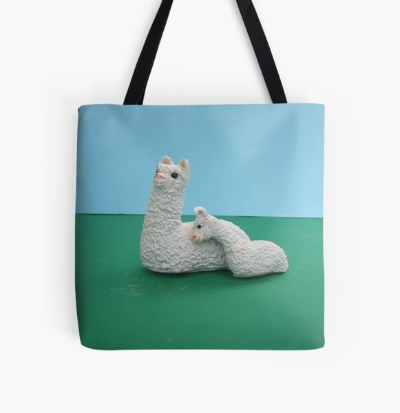 White Mum and baby Alpaca All Over Print Tote Bag