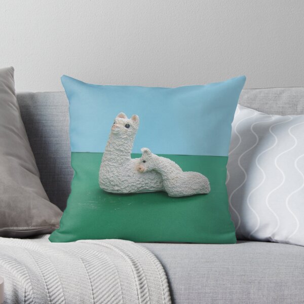 White Mum and baby Alpaca Throw Pillow