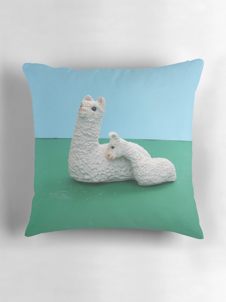 Thumbnail 3 of 4, Pillow, White Mum and baby Alpaca designed and sold by windana1.
