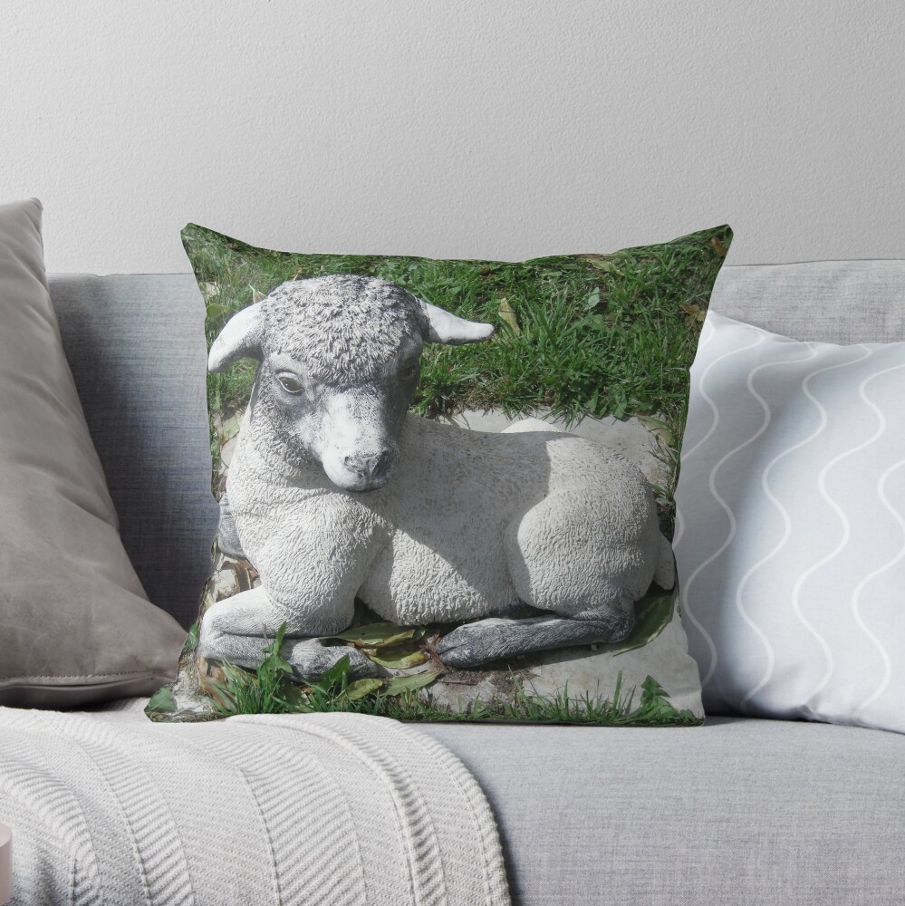 Ba Ba Lawn Sheep Garden Ornament Throw Pillow By Judygal