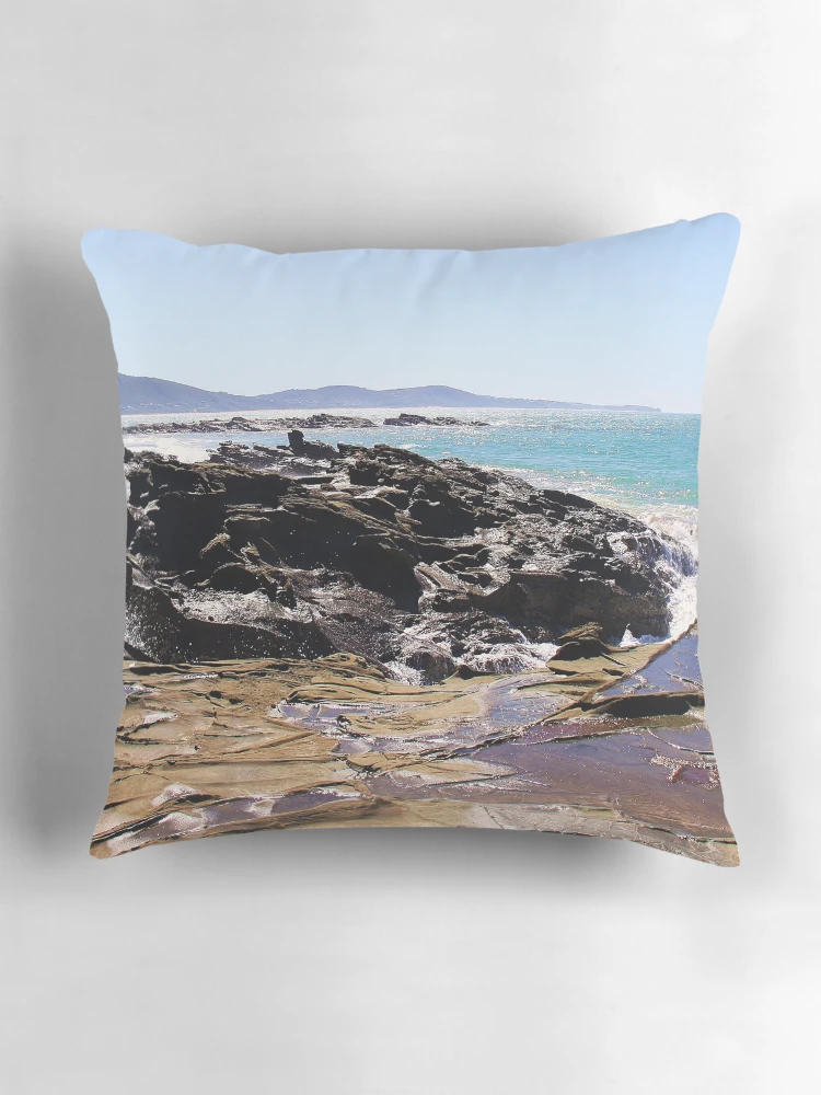 Thumbnail 3 of 4, Pillow, Coastline Rocks designed and sold by Rhonda Taylor.