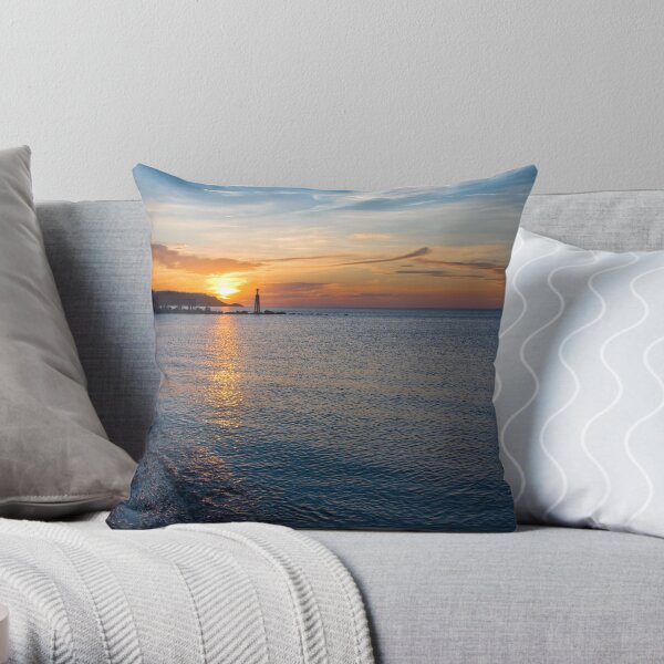 Sunset at Mount Sinai Harbor Inlet Throw Pillow