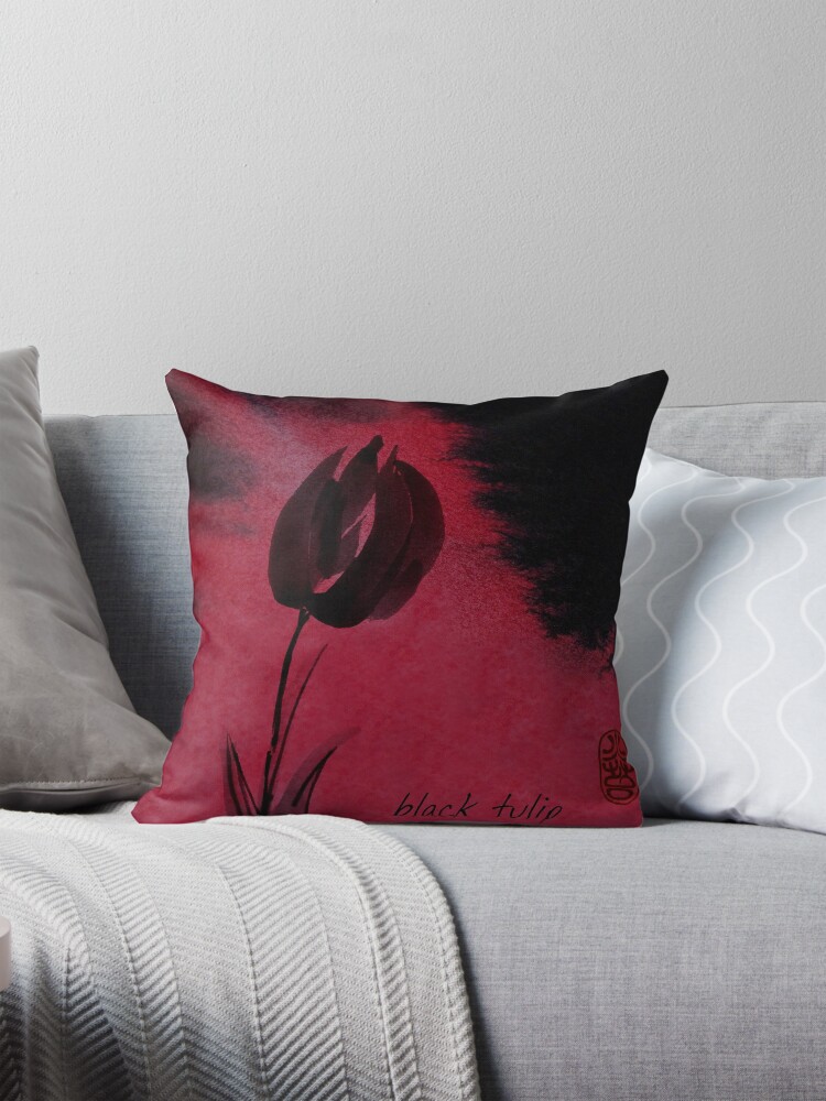 Thumbnail 1 of 4, Pillow, Black Tulip designed and sold by ronmoss.