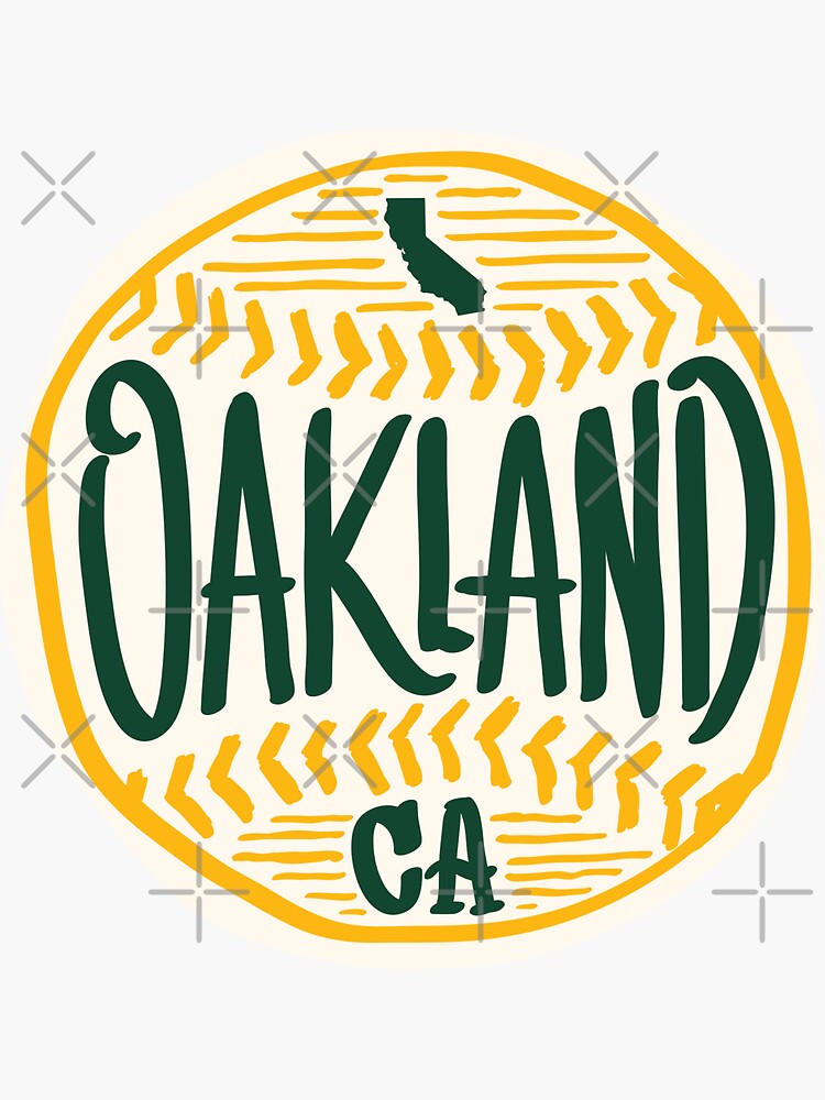 Hand Drawn Baseball for Oakland California with custom Lettering Sticker  for Sale by thegoodwordsco