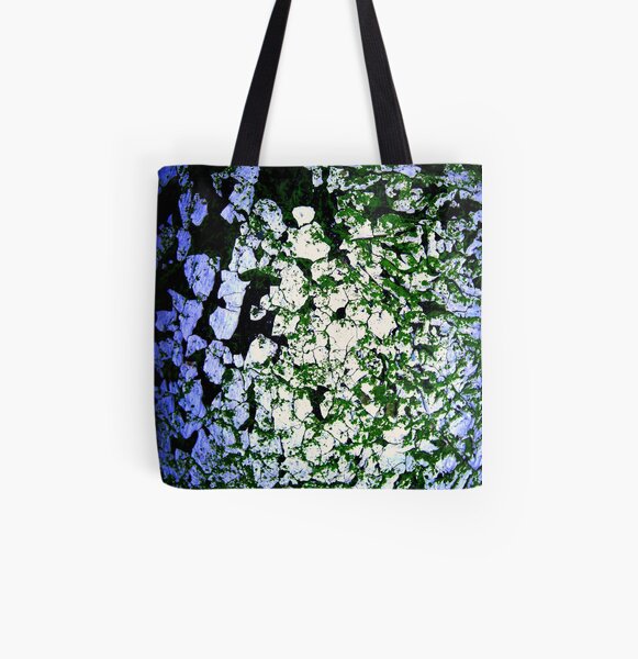 Moss-Tainted White with Blue Light All Over Print Tote Bag