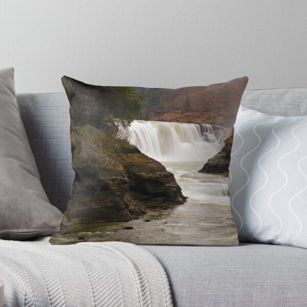 Lower Waterfalls-Letchworth State Park Throw Pillow