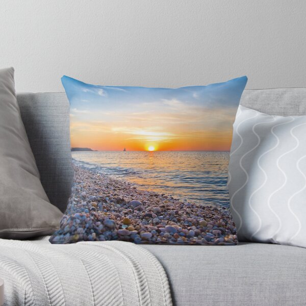Rocks and Sky - Cedar Beach, Long Island, New York Throw Pillow