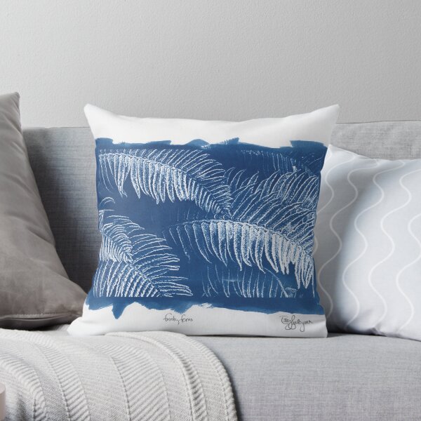 Frosty Ferns Throw Pillow