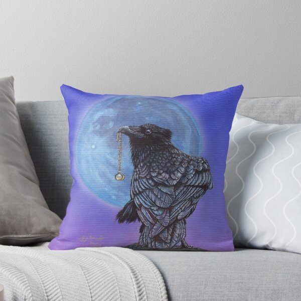Treasure Seeker #20 (Crow Raven Painting) Throw Pillow