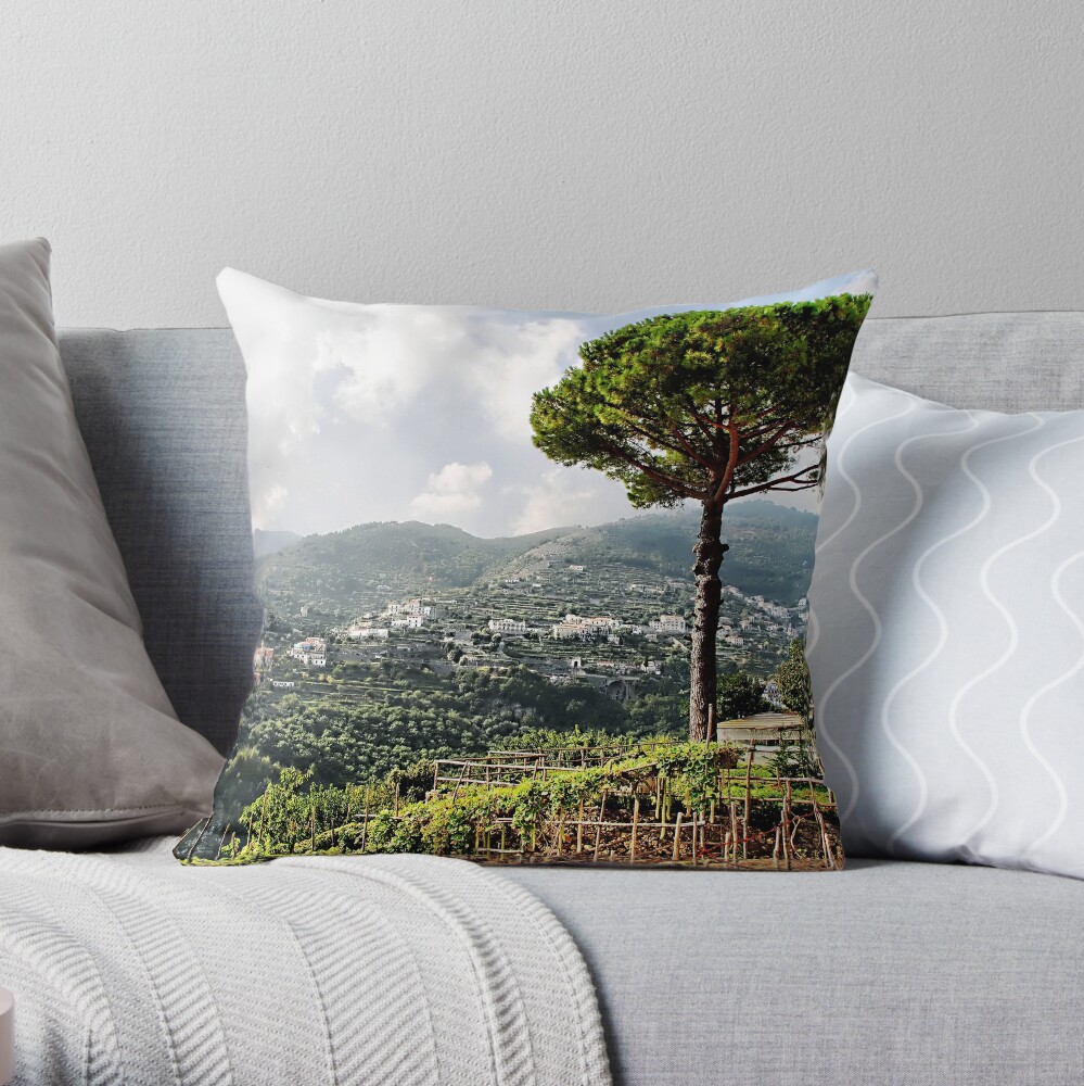 Vineyard in Ravello Throw Pillow