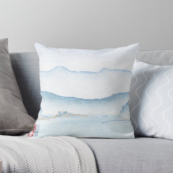 View From The Ferry Watercolor Throw Pillow