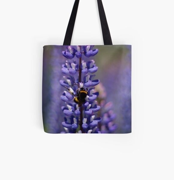 Busy bee lupin landing All Over Print Tote Bag
