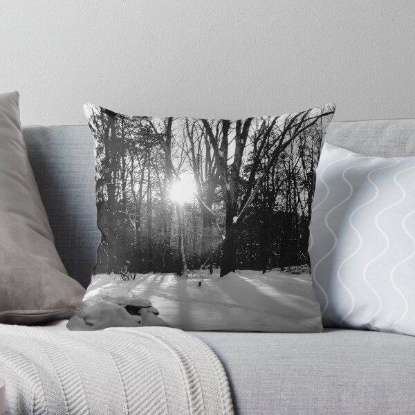 Snow B&W Throw Pillow