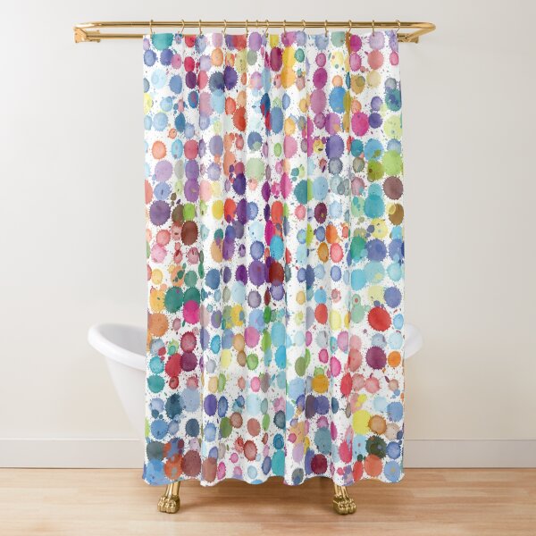 Rainbow Color Pattern Paint Splatter Shower Curtain