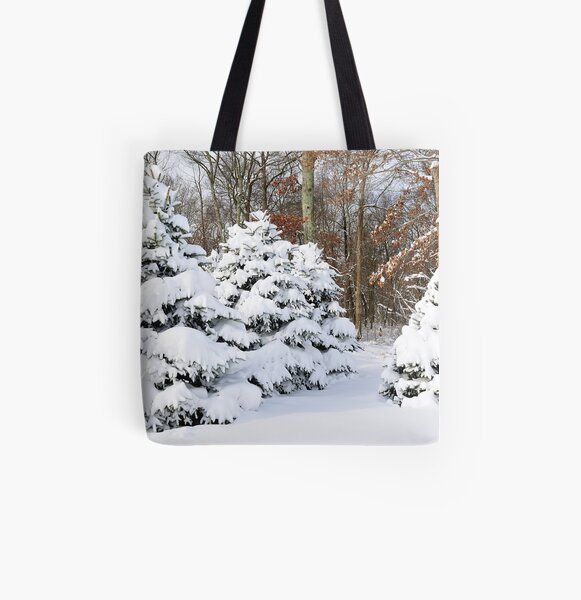 Snowy Pines All Over Print Tote Bag