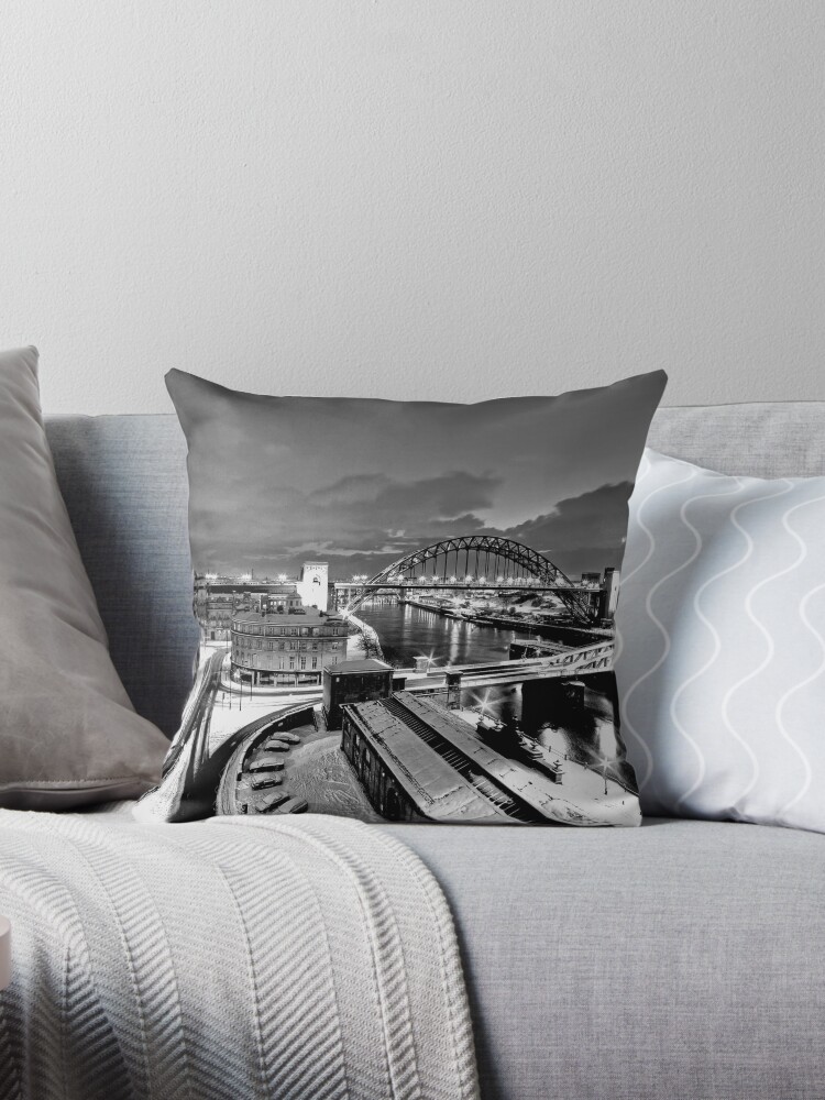 Thumbnail 1 of 3, Throw Pillow, Newcastle Quayside - a winters morn designed and sold by james thow.