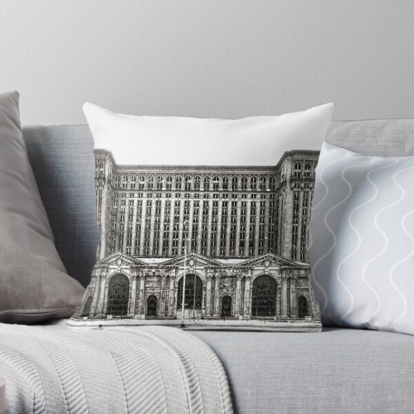 Michigan Central Depot Throw Pillow
