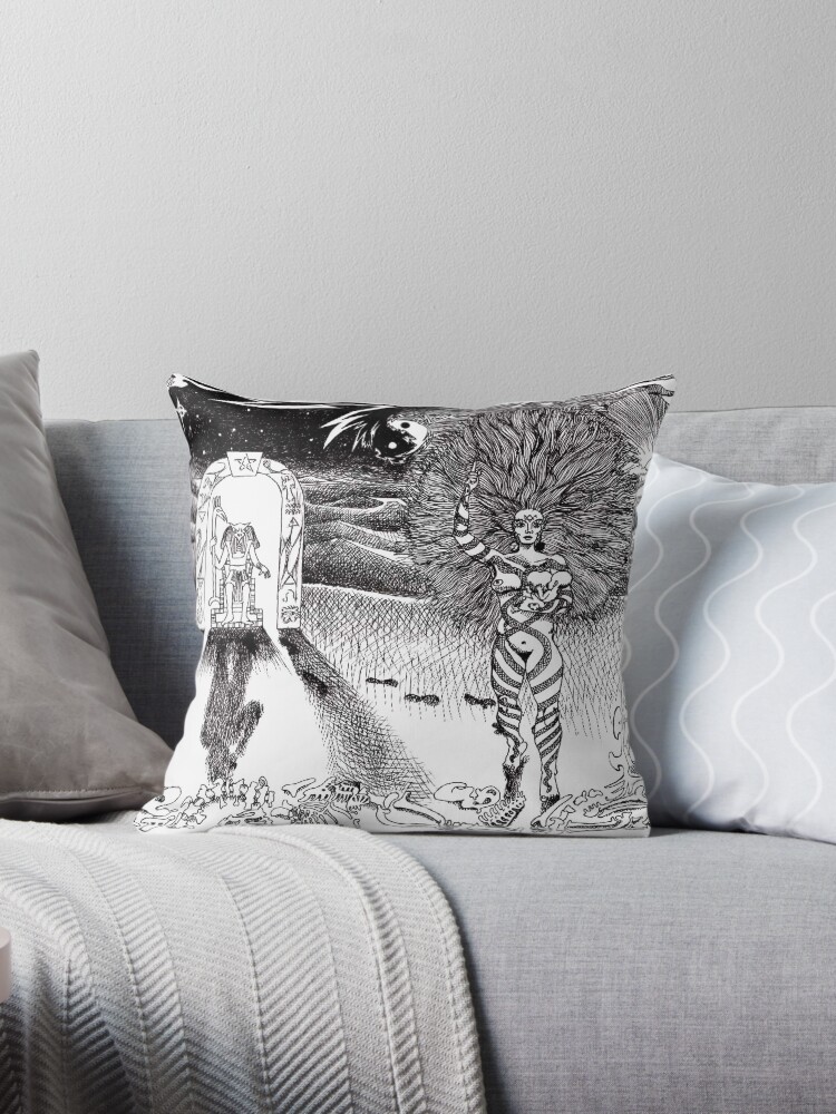 Thumbnail 1 of 3, Throw Pillow, 1999 Family Services Kidnapping Conspiracy and Ra-Hoor-Khuit designed and sold by Davol White.