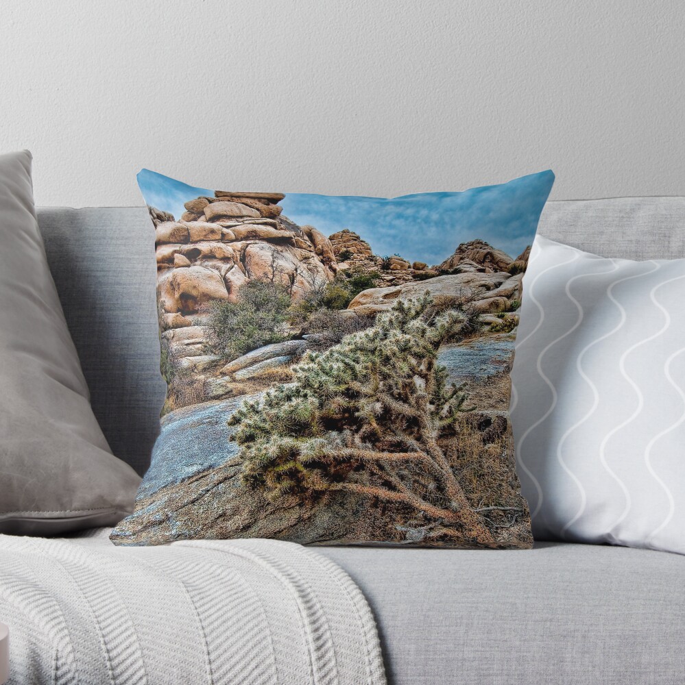 Joshua Tree on the Rocks Throw Pillow
