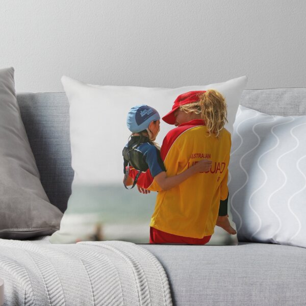 Safe on the beach Throw Pillow