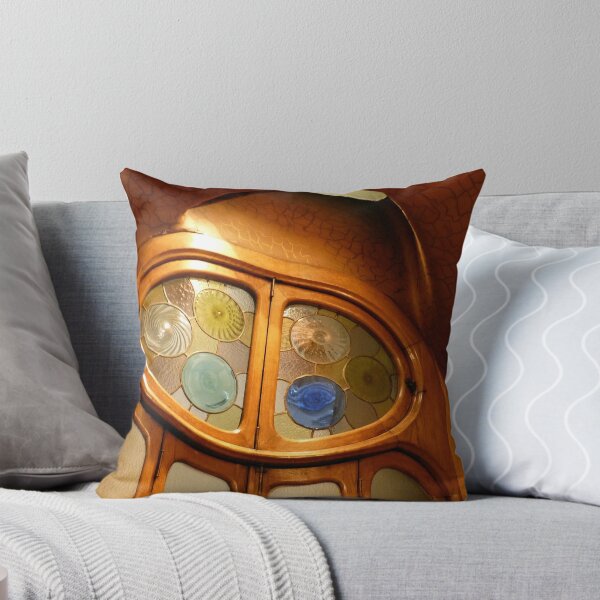Casa Batllo, Glass screen, Gaudi Throw Pillow